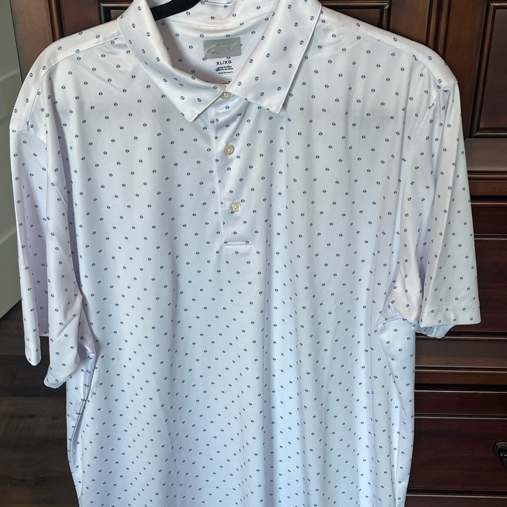 Greg Norman White and Blue Polo Shirt